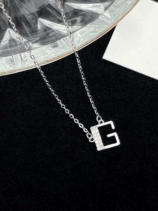 NS1000 [Silver Plated Platinum G] 925 Sterling Silver Cubic Zirconia Letter Minimalist Necklace